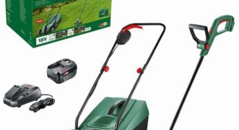 Review BOSCH Masina de tuns iarba set EasyMower 18V-32-200 si EasyGrassCut 18V-26 – baterie 4Ah, latime taiere 320 mm, cos colector 31 l